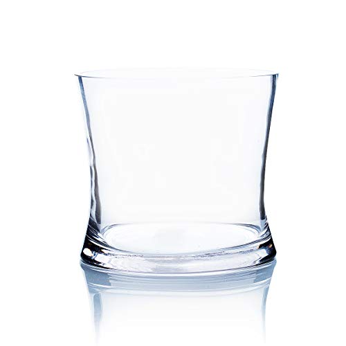 WGV Unique Bouquet Vase, 5.5" W, 5" H, Clear Short Hurricane Concaved Gathering Glass Floral Candle Holder, Home Wedding Event Decor, 1 Piece (VHV0505) - size: Concaved 5"H