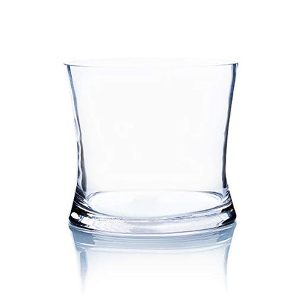 WGV Unique Bouquet Vase, 5.5" W, 5" H, Clear Short Hurricane Concaved Gathering Glass Floral Candle Holder, Home Wedding Event Decor, 1 Piece (VHV0505) - size: Concaved 5"H