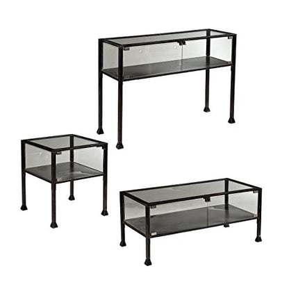 SEI Furniture Metal Terrarium Fish Display Coffee Table, Cocktail, Black/Silver Distressing - style: Cocktail Table