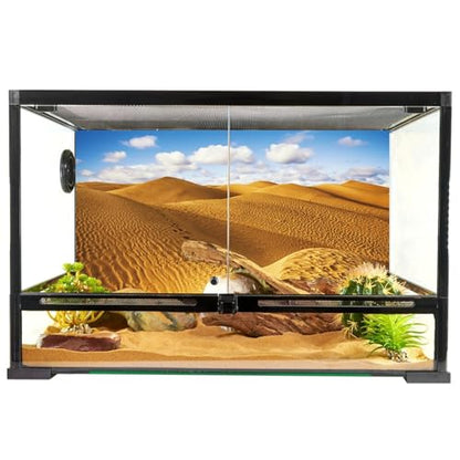 YongFoto Reptile Terrarium Background 30x18 inch Reptile Tank Background Sand Dunes Desert Blue Sky Tropical Scenery Reptile Habitat Background Bearded Dragon Fish Tank Aquarium Background Backdrop - size: 30x18in/75x45cm