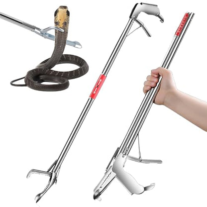 weilaike 47.3" Snake Grabber Tool, Collapsible 2 Sections Snake Stick, Snake Tongs Only 24 in After Folding, Can Also Be Used as Reptile Tongs and Snake Hook