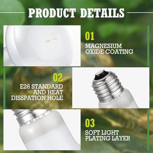 Tarpop 8 Pcs 75w Reptile Heat Lamp Bulb, Reptile Basking Heat Light Bulb Uva Daylight for Bearded Dragon, Amphibian, Turtle, Lizard, Chicken - style: 75w