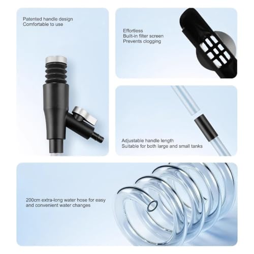 Gravel Vacuum for Aquarium Hand Pump Siphon Water Changer | Water Cleaner Gravel Siphon for Aquariums for Maintenance Cleaning Reptile Shrimp Home Office Apartment Dorm