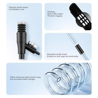 Gravel Vacuum for Aquarium Hand Pump Siphon Water Changer | Water Cleaner Gravel Siphon for Aquariums for Maintenance Cleaning Reptile Shrimp Home Office Apartment Dorm