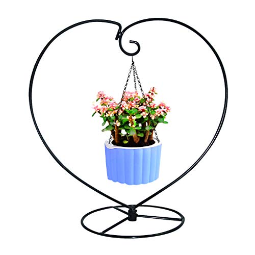 MOCOUM Ornament Display Stand, Iron Glass Ball Ornament Holder Stand for Hanging Plants, Hanging Terrarium Stand for Christmas Wedding Ornament, Home Office Decor (5pcs Black Heart Shaped)