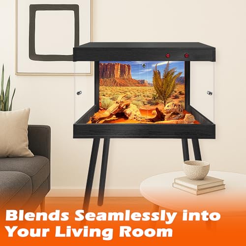 ROYXEN Reptile Tank 30 Gallon, Bearded Dragon Tank with Leg Stand, Tempered Glass Reptile Enclosure, Lizard Tank for Chameleon, Lizard Habitat (Black, 24 Length Inch) - color: Black, size: 24"x16"x15.5"