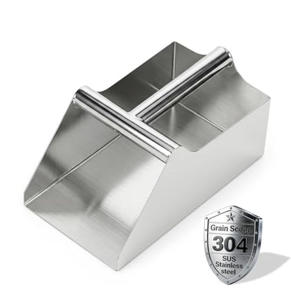 304 Stainless Steel Large Metal Ice Scoop 80 Ounce Heavy Duty Ice Scoop | Heavy Duty Rustproof Ice Scoop with Ergonomic Grip Handle and Easy to Clean Surface for Commercial Livestock and Pet Feeding - size: 80OZ