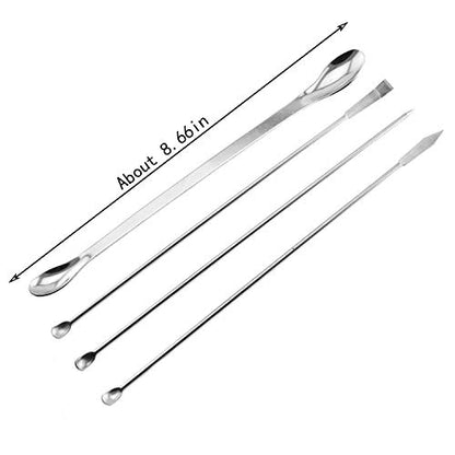 1 Set Stainless Steel Micro Lab Sampling Scoop Spatulas Combination Reagent Spoon Laboratory Supplies (Pack of 4)