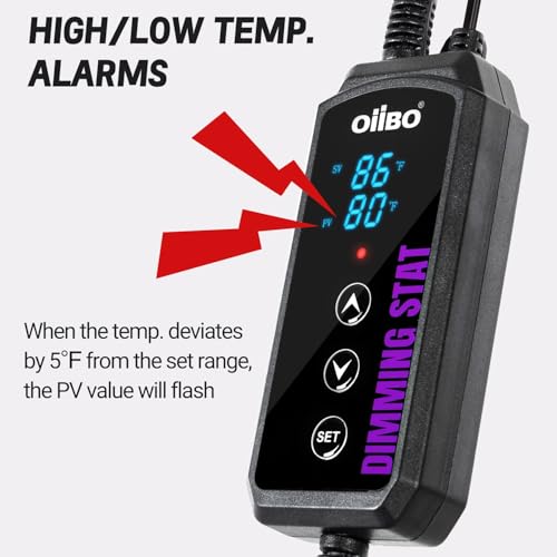 Digital Heat Mat Thermostat, PID Reptile Heat Lamp Dimming Thermostat Heating Pad Temperature Controller for for Aquarium Reptiles and Seedling, Breeding, Hatching