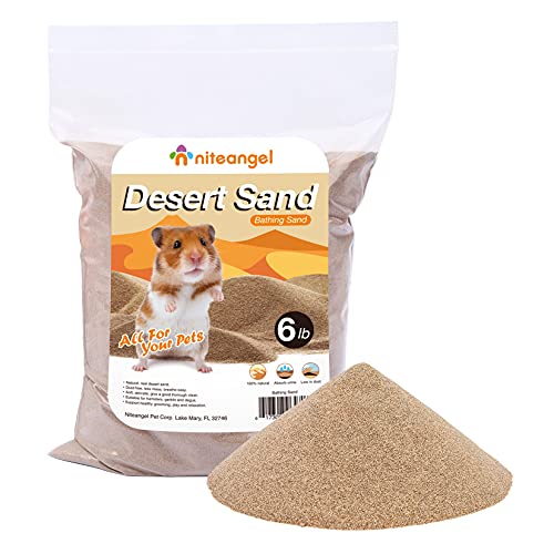 Niteangel Hamster Desert Bath Sand: 6lb/96oz No-Dust Bath & Easy to Clumps | Helps Odor Control & Remove Excess Grease - Potty Litter Sand for Hamster Chinchillas Gerbil Mice Degu or Other Small Pets - color: Desert Sand, size: 6LB/96oz