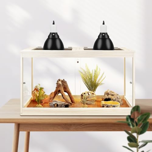 31 Gallon Bearded Dragon Tank, 24 x 16 x 16 Inch Tempered Glass Reptile Enclosure with Metal Mesh Top, Lockable Sliding Front Doors, Large Lizard and Snake Terrarium, Oak - color: Oak, size: 31 Gallon (24x15.5x15.5 Inch)