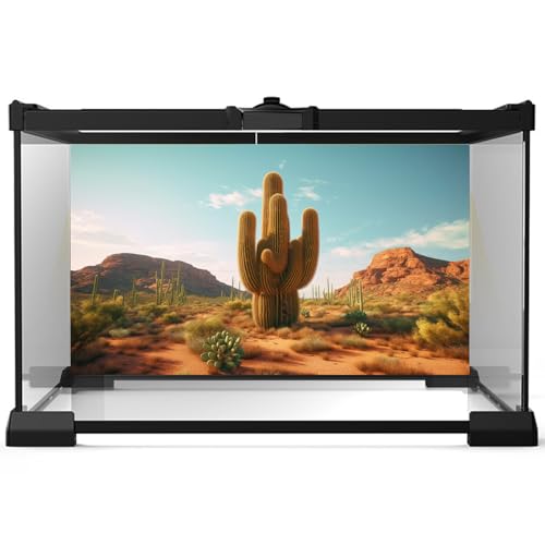 Reptile Habitat Background Big Cactus Tree Desert Terrarium Background Rugged Terrain Vibrant Desert Colors Landscape Gobi Plants Terrarium Backdrop Tank Wallpaper Poster Backdrop Vinyl 24x12in - color: Cactus Green, size: 24(W)x12(H)inches/ 60(W)*30cm(H)