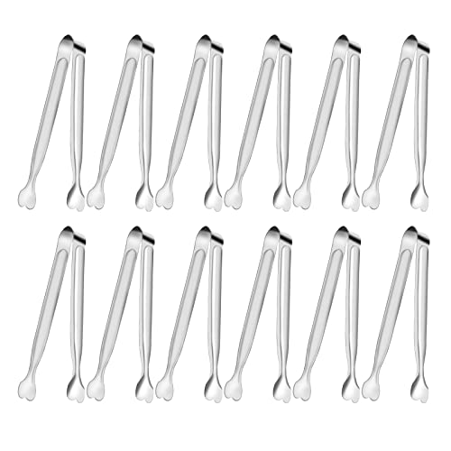 Serving Tongs, Anytrp 12-Packs Stainless Steel Sugar Tong, 5.3inch Small Tongs for Serving Food, Appetizers, Buffets, Coffee Bar, Kitchen, Tea Party, Desserts Party and Ice Bucket - color: Silver, size: 5.3inch