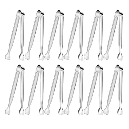 Serving Tongs, Anytrp 12-Packs Stainless Steel Sugar Tong, 5.3inch Small Tongs for Serving Food, Appetizers, Buffets, Coffee Bar, Kitchen, Tea Party, Desserts Party and Ice Bucket - color: Silver, size: 5.3inch