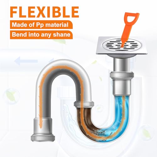 Drain Snake Clog Remover - 6Pack 20 Inch Flexible Hair Removal Tool for Sink Shower Tub Toilet, Cleaner with Grip Handle Easy Use Kitchen and Bathroom Opener- AsonTao - color: Drain clog remover 6Pcs