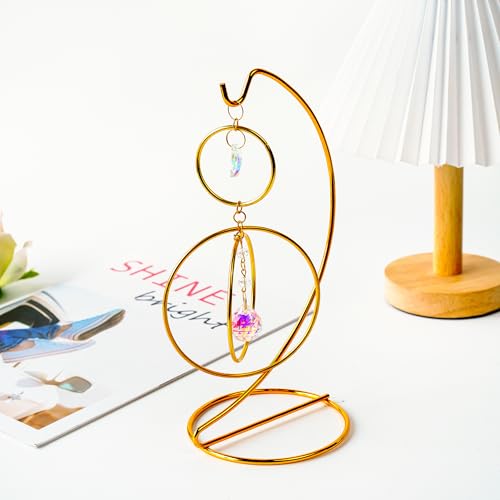 3 Pack 9 Inch Gold Iron Ornament Stand Hanging Display Holder Decor | Gold Iron Ornament Hanging Stand Holder Hook Set of 3 for Glass Globe Air Plant Terrarium Table Home Wedding Decor