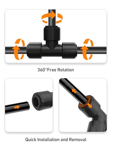 EVOULTES 45 Pcs 1/4" Drip Irrigation Quick Connect Kit, Leak Free Tubing Fittings, Easy Install Durable Connectors for 1/4 Inch Drip System (10 Tee, 10 Elbow, 10 Coupling, 10 Cap, 5 Valve) - size: 45PCS 1/4" Connector Fittings Kit
