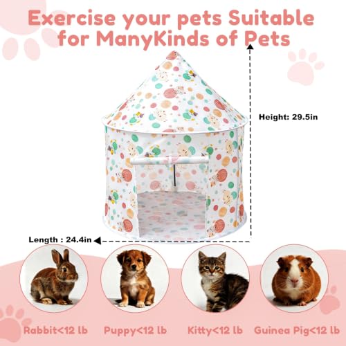 Cat Bad Pop Up Collapsible Yurt Tent, Pet Rest Hut for Indoor | Foldable Cats Cave Hideout Pet Toys ,Cat Rest Hut for Bunny, Guinea Pig, Ferrets, Puppy - color: Pale pink