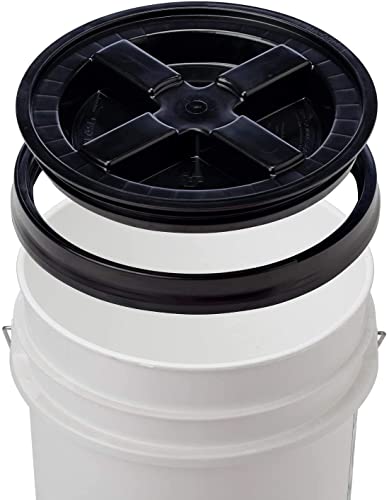 GAMMA2 Gamma Seal Lid - Pet Food Storage Container Lids - Fits 3.5, 5, 6, & 7 Gallon Buckets, Black, Made in USA
