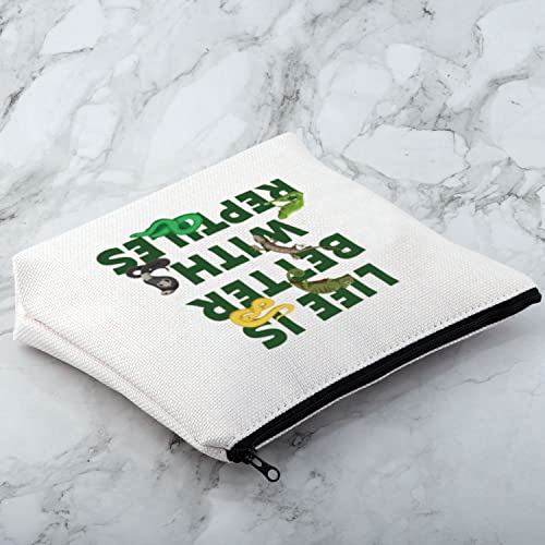 MNIGIU Reptile Lover Gift Life Is Better With Reptiles Cosmetic Bag Reptile Themed Gift Reptile Pet Carrier Bag