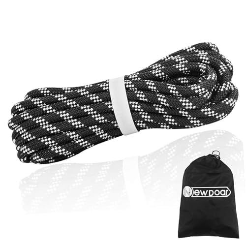 Static Climbing Rope - 8mm (5/16c) / 10mm (3/8”) Double Braid Accessory Cord for Rock,Hauling, Prusik, Survival - Pre-Cut 20FT, 50FT, 100FT, 165FT Lengths - Outdoor, Fire Rescue Equipment - color: Black, size: 5/16 in x 165 ft