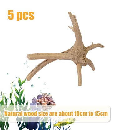 Aquarium Driftwood Natural Trunk Driftwood Assorted Branches 3.9-5.9" Assorted Trunk Terrarium Ornament(5 Pcs)