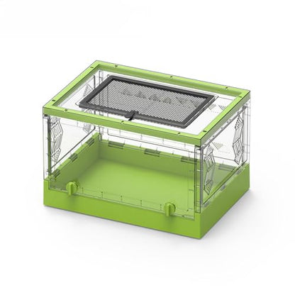 Large Portable Reptile Tank with Multi-Observation Perspective Foldable and Bottom Pulley, Ideal Habitat for Gecko, Frog, Spider and so on (Green Extra Large) | Multi-Observation Perspective, Foldable, Bottom Pulley, Ideal for Gecko, Frog, Spider - color: