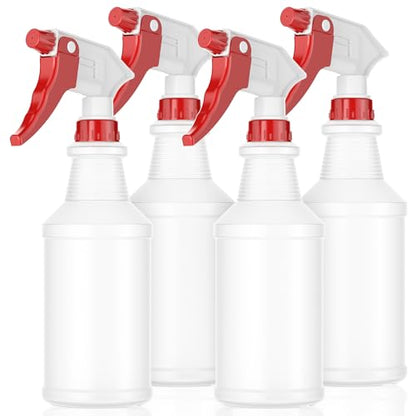 LiBa Spray Bottles 4 Pack 16oz Refillable Adjustable Nozzle Mist Sprayer | Adjustable 3-mode spray, leak & clog resistant, BPA-free HDPE, spray bottles for cleaning, plants, hair