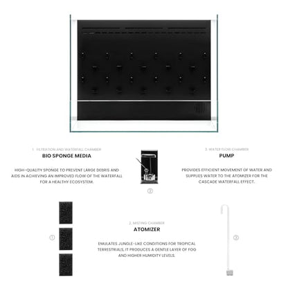 Ultum Nature Systems Foresta Integrated Paludarium Tank - All in One Aquarium w/Waterfall, Mist Maker, Water Pump, Modern Fish Tank w/Filtration for Aquatic Plants - 23.62" x 14.17" x 17.72" - 60E - size: 60E