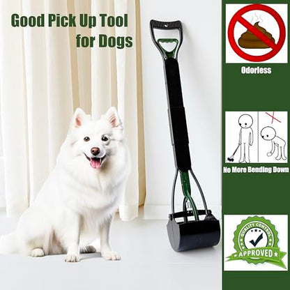 32'' Pooper Scooper for Large Small Dogs Heavy Duty, Long Handle Poop Scoop for Yard, Grass, Gravel, Dog Poop Grabber with High Strength Material and Durable Spring（Dark Green） - size: 1 Piece(32-inch length)Dark Green