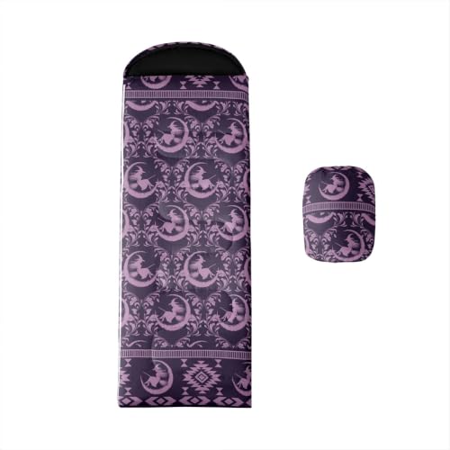 Erosebridal Death Head Moth Sleeping Bags Adults Cold Weather Bohemian Aztec Camping Blanket Hiking Sleeping Wrap Sleep Bag - color: Purple Moon Witch