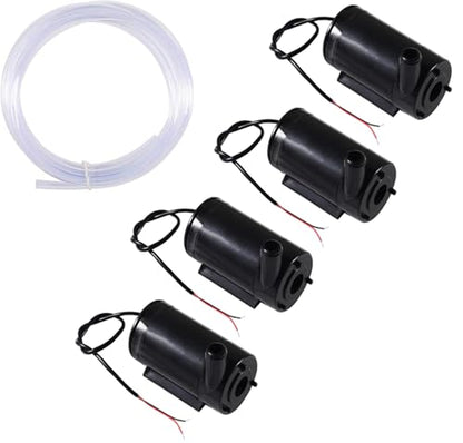 4PCS DC 3-5V Micro Submersible Mini Water Pump for Aquariums Fish Tank Pond Fountain,with 2M Flexible Tube Water Pipe(Black) - color: Black