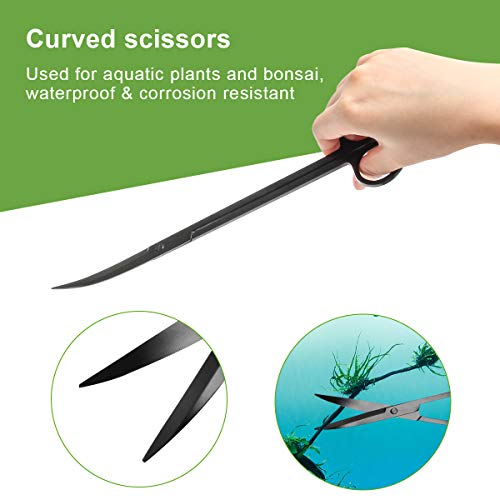 Catcan 4 in 1 Quarium Aquascape Tools Kits, Fish Tank Plant Tools Tweezers | Anti-Rust Stainless Steel, Aquatic Plant Aquascaping Tweezers, Scissors, Spatula for Aquarium Tank Cleaning - color: Black
