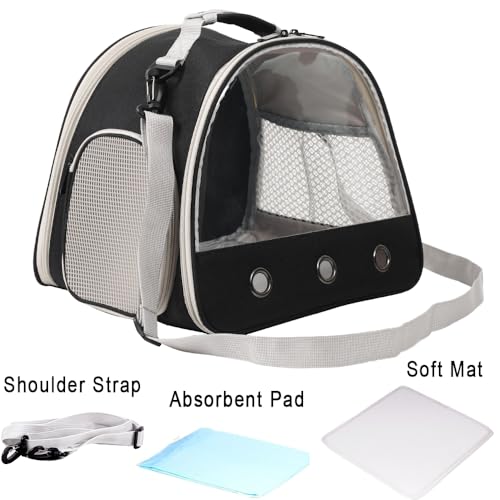 Small Animal Travel Carrier with Absorbent Pad Set, Pee Pad with Leak-Proof Quick-Dry Design for Guinea Pig,Portable Bearded Dragon Bag for Sugar Glider,Hedgehog,Rat,Bunny,Rat - color: Black