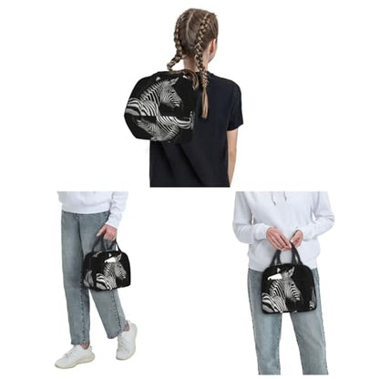 Insulated Lunch Bag Black & White Zebra Lunch Box for Women Men Reusable Leakproof Lunch Cooler Bag for Office Picnic - color: Black/White Zebra