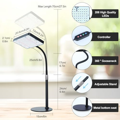 Tabletop Grow Lights for Indoor Plants 25 Watt, Bright Natural Sunlight Full Spectrum Plant Growing Lamps for Houseplants & Bonsai, 4/8/12/16/20H Timer Plant Light Auto On/Off Everyday - size: 1Head Tabletop(25W)