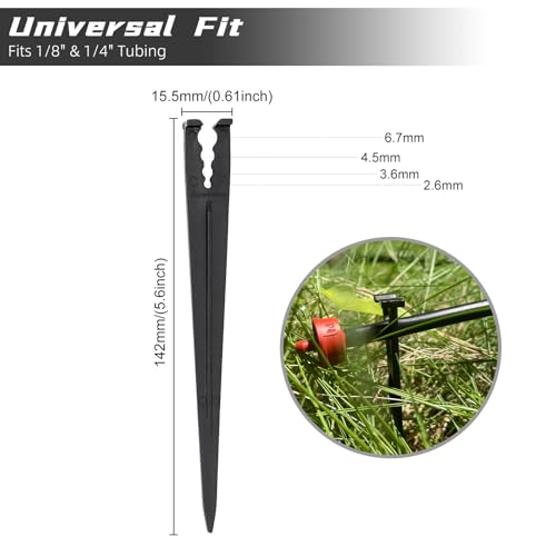 100 Pack Drip Irrigation Stakes for 1/8 to 1/4 Inch Drip Irrigation Tubing Hose Irrigation Support Stakes 5.79 Inch High Suitable for Raising the Height of Drip Emitters/Heads or Drip Irrigation Parts - size: 100PCS Drip Irrigation Stakes