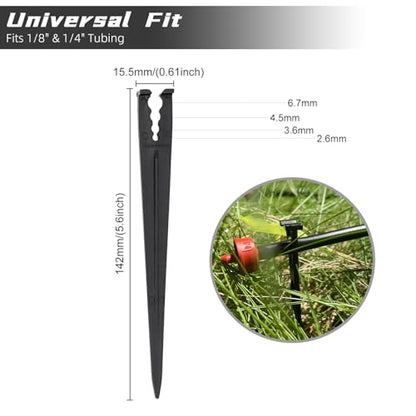 100 Pack Drip Irrigation Stakes for 1/8 to 1/4 Inch Drip Irrigation Tubing Hose Irrigation Support Stakes 5.79 Inch High Suitable for Raising the Height of Drip Emitters/Heads or Drip Irrigation Parts - size: 100PCS Drip Irrigation Stakes
