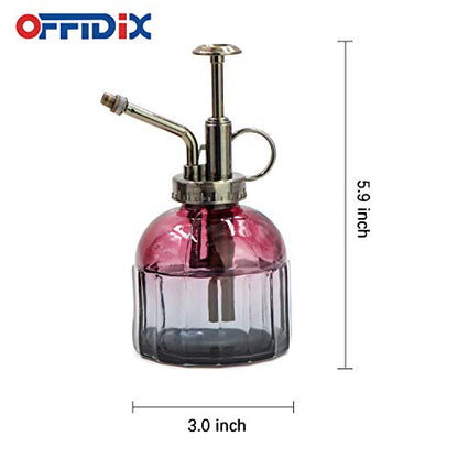 Plant Mister Glass Spray Bottle for Indoor Small Plants | Succulent Flower Spritzer Watering Can Bronze Plastic Top Pump One Hand - color: D-Wine Red Gray Gradient