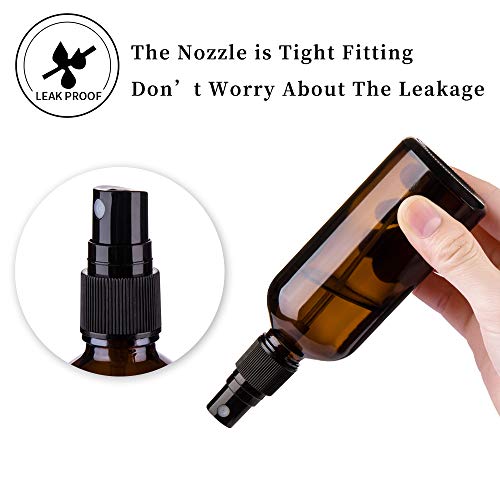 Amber Glass Spray Bottles for Essential Oils, 4oz, 2 Pack | Small, Empty, Fine Mist - color: Black Amber