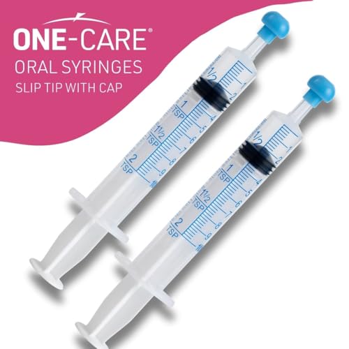 ONE-CARE 10ml Oral Syringe with Cap, Slip Tip Liquid Dispensers, 100/Boxp | Individually Wrapped, Food-Grade Plastic, Accurate Graduation for Precise Liquid Dosing, Oral Feed - Infants, Adults & Pets - size: 10 ml Blue Scale
