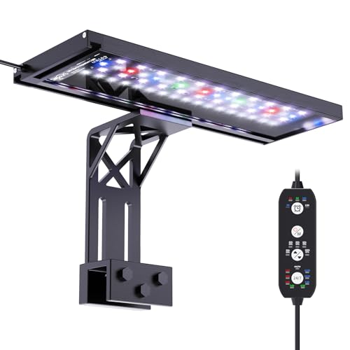 SEAOURA Clip On Aquarium Light for Plants-24/7 Fish Tank Light, 12-20 Inch | Led Aquarium Plant Light with Timer, Full Spectrum+7 Colors Mode, Auto On/Off, Adjustable Brightness and Height, 20W - size: 12inch for 12-20 inch Tank