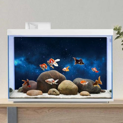 AWERT 72x18 inches Galaxy Aquarium Background Cloud Stars and Blue Cosmic Universe Fish Tank Background Mystery Space Terrarium Background - size: 72x18in/180x45cm