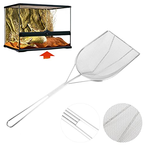 Reptile Sand Shovel Scooper Stainless Steel Fine Durable Litter Corner Cleaner for Reptile Terrarium Tank Box Tortoise Lizard Snake Scorpion Spider Anole Frogs