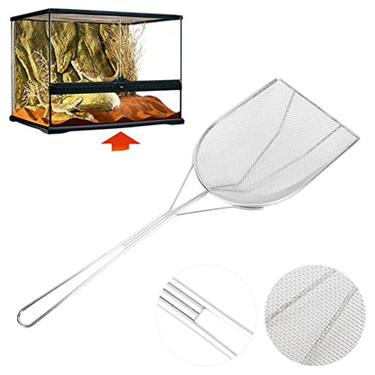 Reptile Sand Shovel Scooper Stainless Steel Fine Durable Litter Corner Cleaner for Reptile Terrarium Tank Box Tortoise Lizard Snake Scorpion Spider Anole Frogs