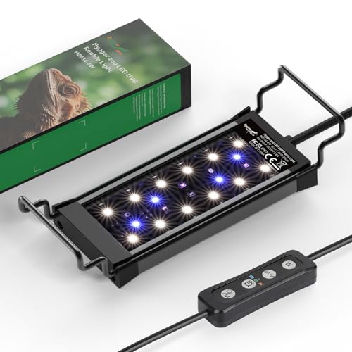 8W LED UVB Light for Reptiles Terrarium Light Extendable Reptile Tank Light with Controller ＆Dimming and 5 UVI Modes Full Spectrum Brilliant White Blue Red Lights for Bearded Dragon, Gecko - size: 8W-10IN