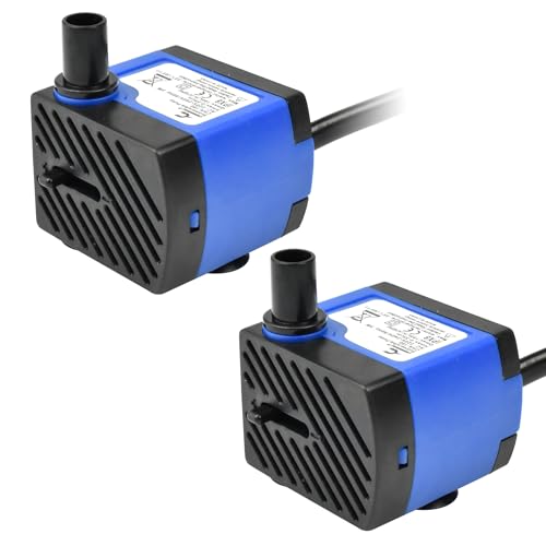 CONQUERALL 2PCS Submersible Pond Pump 47GPH Ultra Quiet 3W Water Changer for Small Water Features - color: 47gph-3w, size: 2PCS