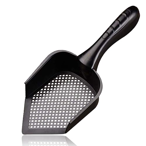 SunGrow Reptile Litter Scoop, Pointed Edge for Terrariums, Right-Angled Deep Shovel for Reptiles & Cats, Durable Plastic, Black, 1 Pack - size: 12" x 5"
