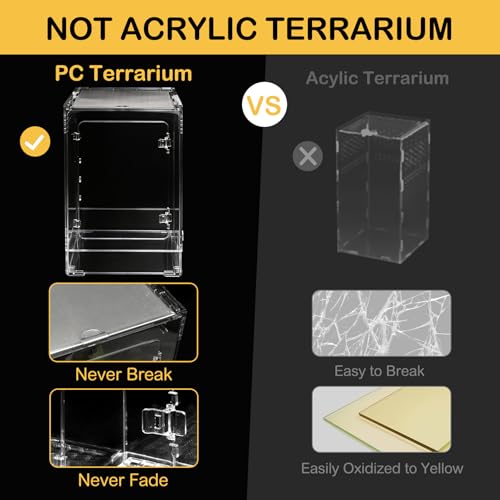 Reptile Tank,12" x 12" x 18" Tall Starter Crested Gecko Terrarium | Vertical Transparent Enclosure Kit,Arboreal Tarantula Ventilation Habitat for Tree Frog Dart Cribs,Gecko,Small Reptile Cage - size: 12*12*18inch