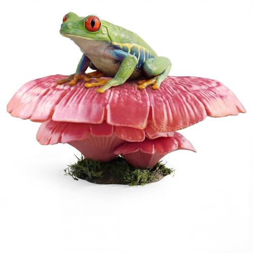 Mushroom Reptile Ledge| Tree Frog Terrarium Tank Accessories, Crested Gecko Tank Accessories, Frog Habitats, Fish Tank Decor| Terrarium Plants Decor from Daughter| No Suction Cups - color: Pink